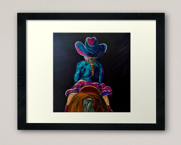 Little Cowgirl, Big Dreams Original Painting on 12" x 12" gallery wrap canvas