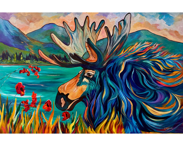 Exploring Moose-Style Original Painting on a 24" x 36" Gallery wrap canvas