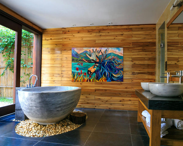 Exploring Moose-Style Original Painting on a 24" x 36" Gallery wrap canvas