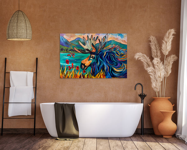 Exploring Moose-Style Original Painting on a 24" x 36" Gallery wrap canvas