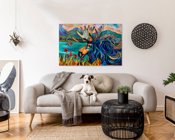 Exploring Moose-Style Original Painting on a 24" x 36" Gallery wrap canvas