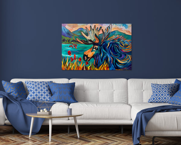 Exploring Moose-Style Original Painting on a 24" x 36" Gallery wrap canvas