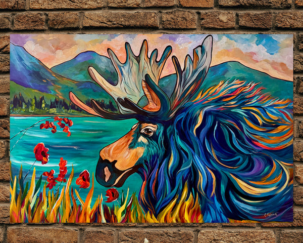 Exploring Moose-Style Original Painting on a 24" x 36" Gallery wrap canvas