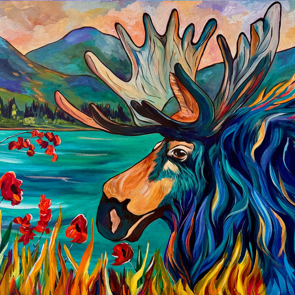 Exploring Moose-Style Original Painting on a 24" x 36" Gallery wrap canvas