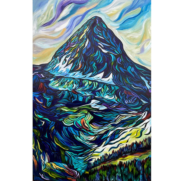 Original Painting of Mount Assiniboine, Canada's version of Italy's Matterhorn 36" x 24" stretched gallery wrap canvas