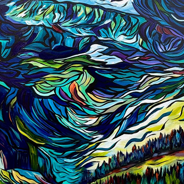 Original Painting of Mount Assiniboine, Canada's version of Italy's Matterhorn 36" x 24" stretched gallery wrap canvas