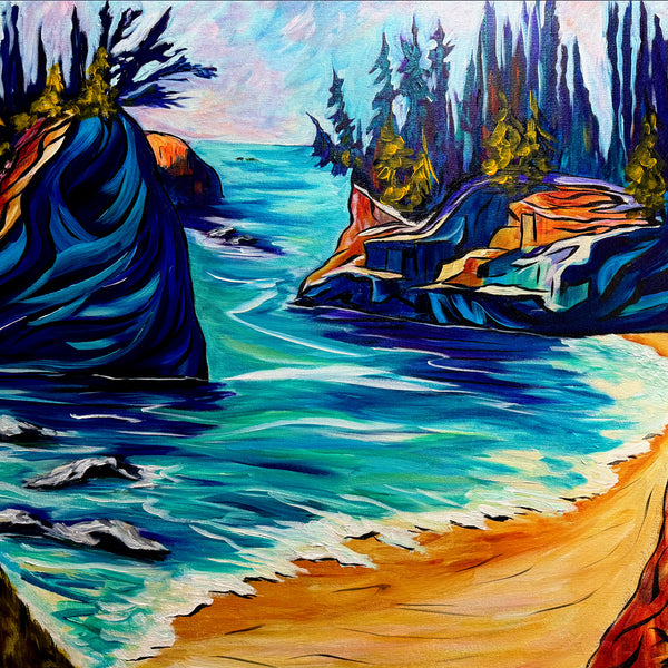 "Heart of Secret Beach" Acrylic painting on 24" x 36" gallery wrap canvas