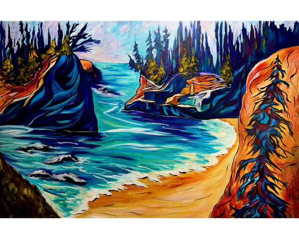 "Heart of Secret Beach" Acrylic painting on 24" x 36" gallery wrap canvas