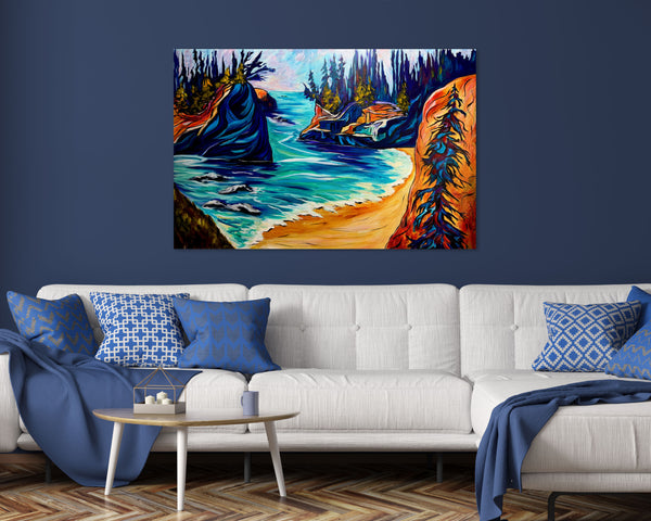"Heart of Secret Beach" Acrylic painting on 24" x 36" gallery wrap canvas