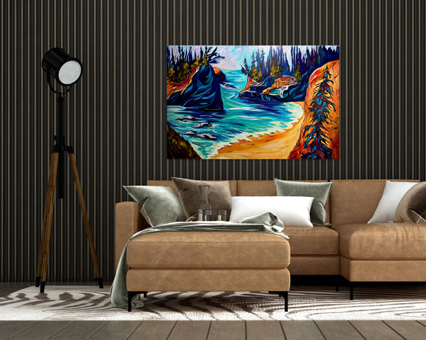 "Heart of Secret Beach" Acrylic painting on 24" x 36" gallery wrap canvas
