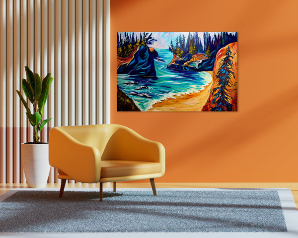 "Heart of Secret Beach" Acrylic painting on 24" x 36" gallery wrap canvas