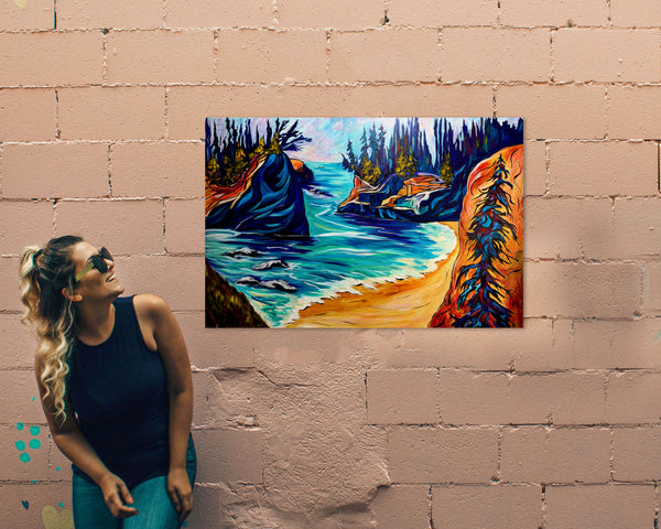 "Heart of Secret Beach" Acrylic painting on 24" x 36" gallery wrap canvas