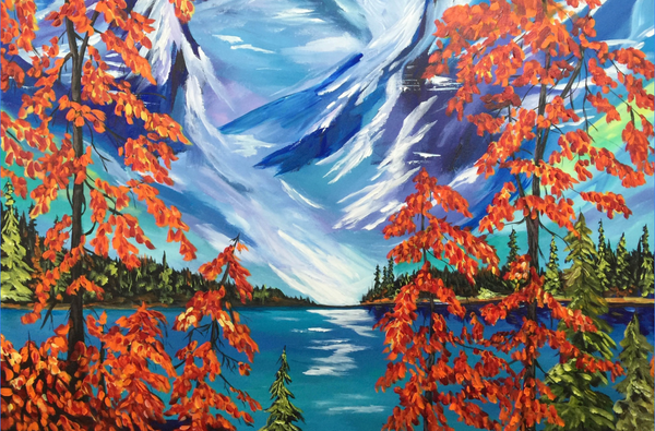 Hiking Magic at Lake Louise Embellished Print Stretched onto a 2" Gallery Wrap Frame