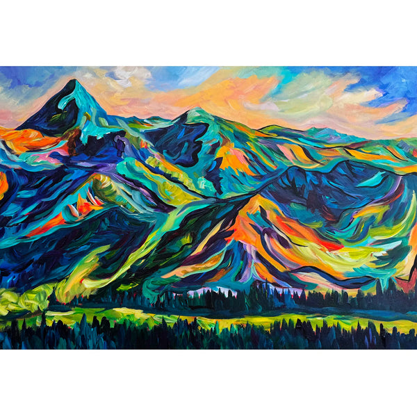 Original Painting of the Canadian Rockies view from Kimberly Ski Hill 36" x 24"