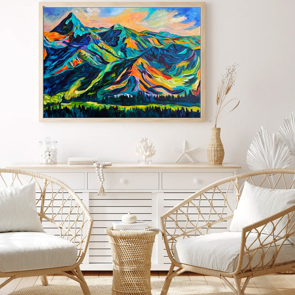 Original Painting of the Canadian Rockies view from Kimberly Ski Hill 36" x 24"