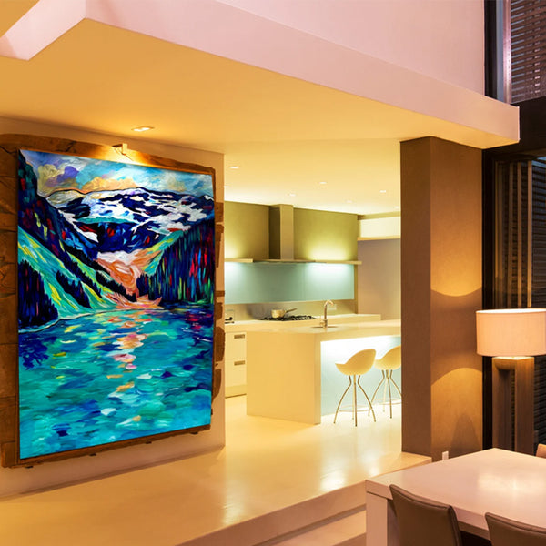 Large Original Painting of Lake Louise on 38" x 36" Affordable UN-STRETCHED Canvas Roll