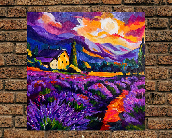 Lavender Sunny Side Up Original painting on a 12" x 12" gallery wrap canvas