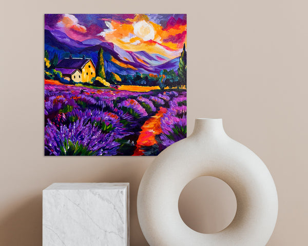 Lavender Sunny Side Up Original painting on a 12" x 12" gallery wrap canvas