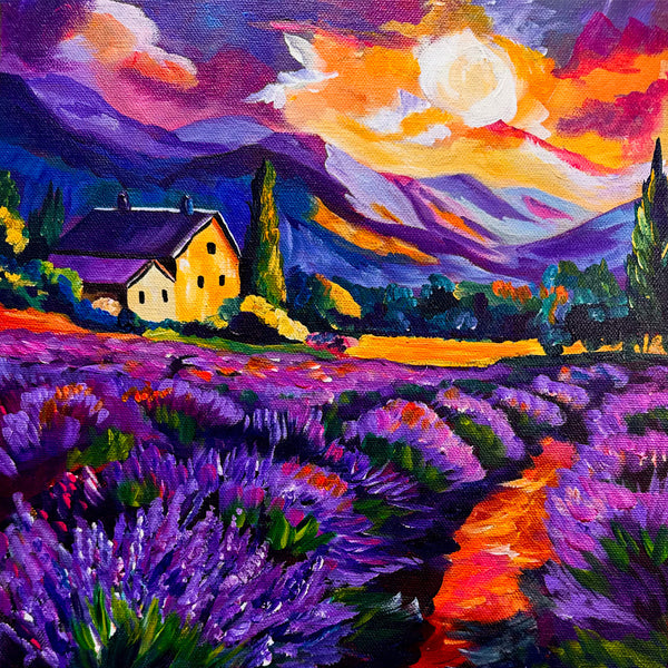 Lavender Sunny Side Up Original painting on a 12" x 12" gallery wrap canvas