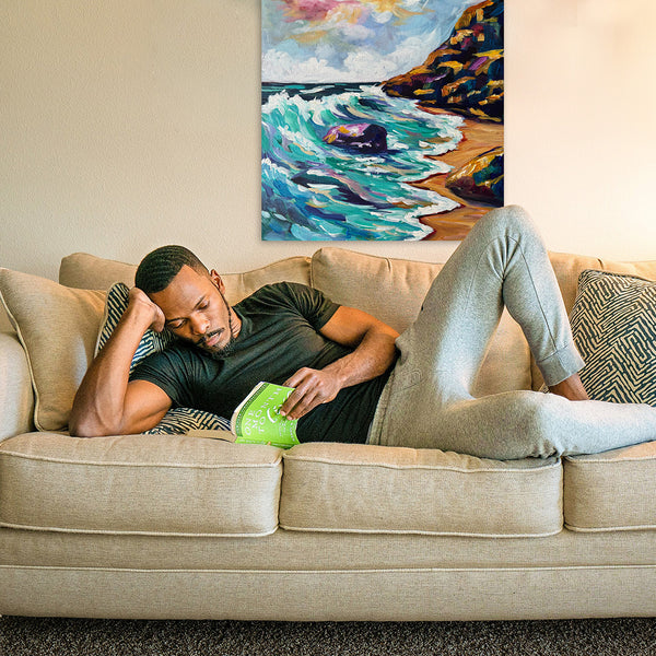 Vibrant original painting of the Algarve coast in Portugal 14" x 14" Gallery Wrap Canvas