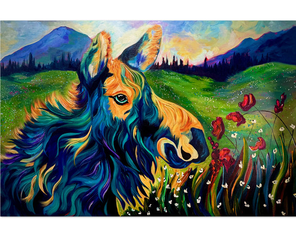 Young Melvin Moose acrylic painting on 24" x 36" gallery wrap canvas