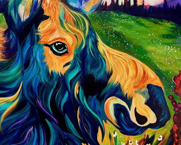 Young Melvin Moose acrylic painting on 24" x 36" gallery wrap canvas