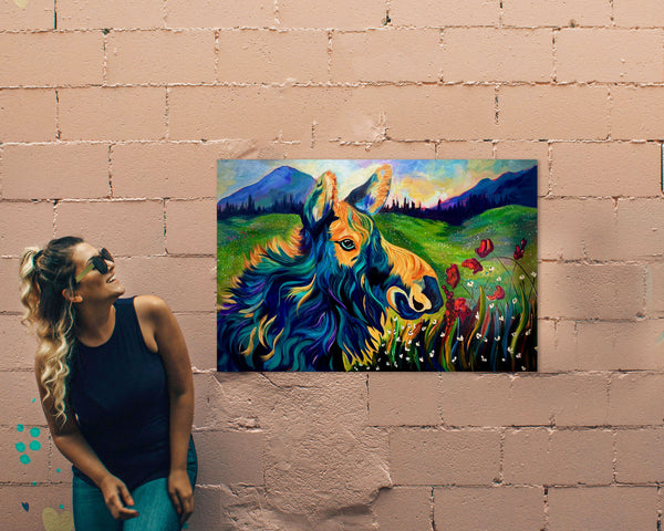 Young Melvin Moose acrylic painting on 24" x 36" gallery wrap canvas