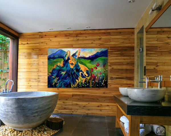 Young Melvin Moose acrylic painting on 24" x 36" gallery wrap canvas