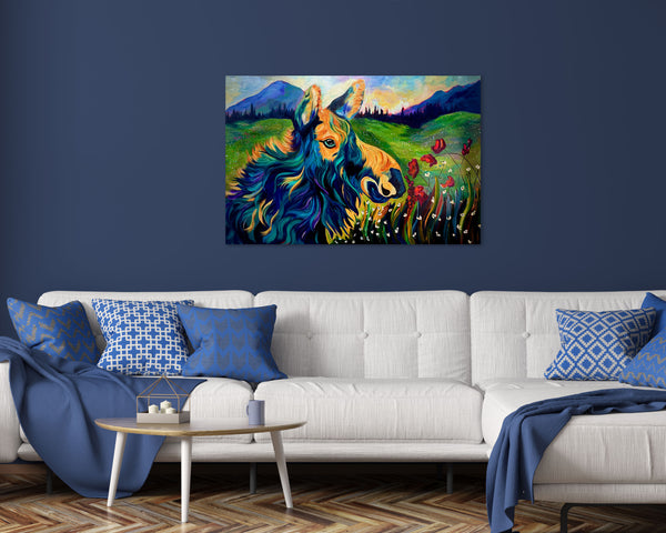 Young Melvin Moose acrylic painting on 24" x 36" gallery wrap canvas