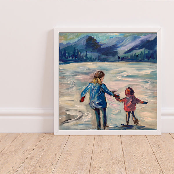 "Mommy I'm Doing It!" Is an original expressionist painting 12" x 12" Gallery Wrap Canvas