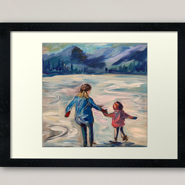 "Mommy I'm Doing It!" Is an original expressionist painting 12" x 12" Gallery Wrap Canvas