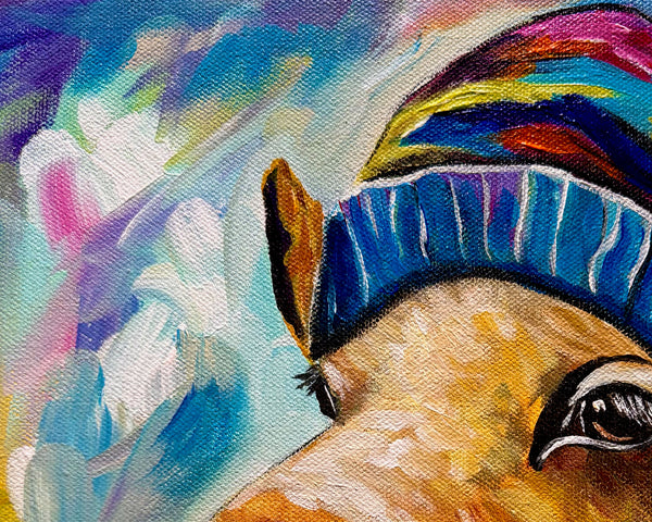 Moose in a Toque: Canadian Wall Art, Pop Art Moose Painting, Fun Wildlife Artwork, Rustic Cabin Decor, Animal Lover Gift