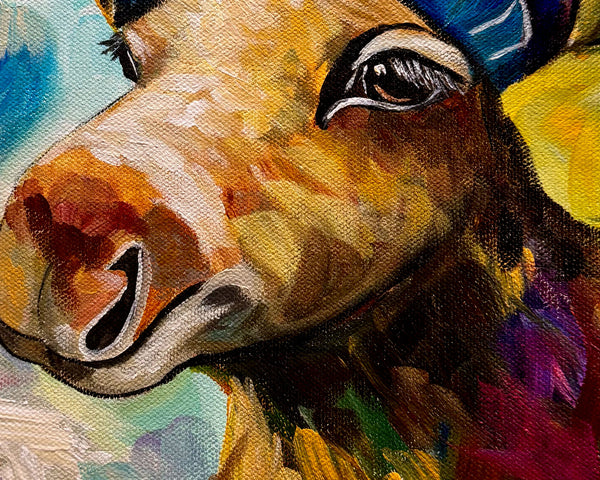 Moose in a Toque: Canadian Wall Art, Pop Art Moose Painting, Fun Wildlife Artwork, Rustic Cabin Decor, Animal Lover Gift