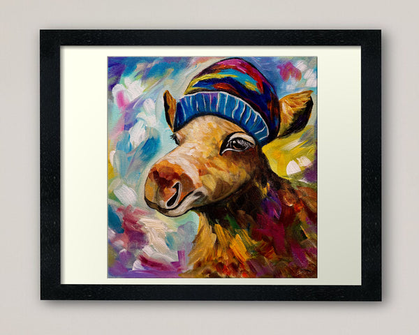 Moose in a Toque: Canadian Wall Art, Pop Art Moose Painting, Fun Wildlife Artwork, Rustic Cabin Decor, Animal Lover Gift