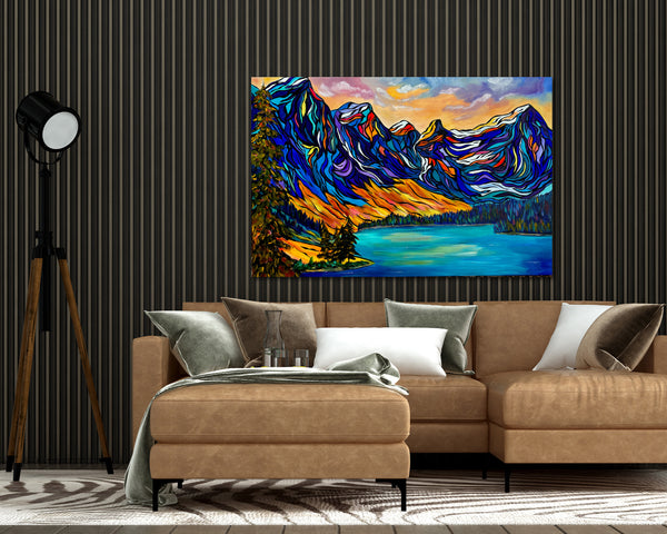 Large Original Painting of Moraine Lake and the Valley of the Ten Peaks
