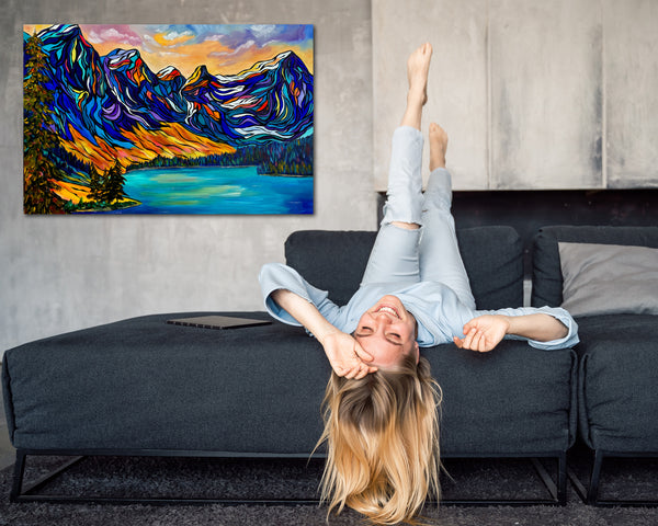 Large Original Painting of Moraine Lake and the Valley of the Ten Peaks