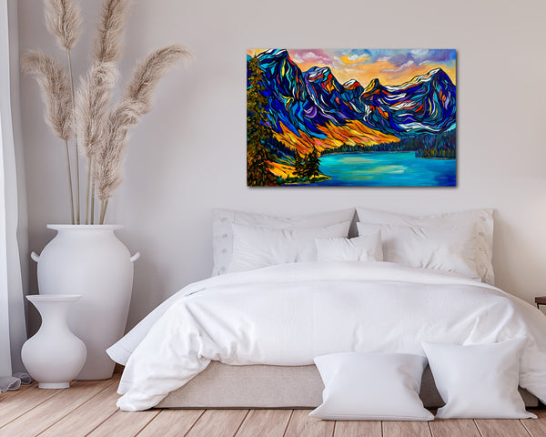 Large Original Painting of Moraine Lake and the Valley of the Ten Peaks