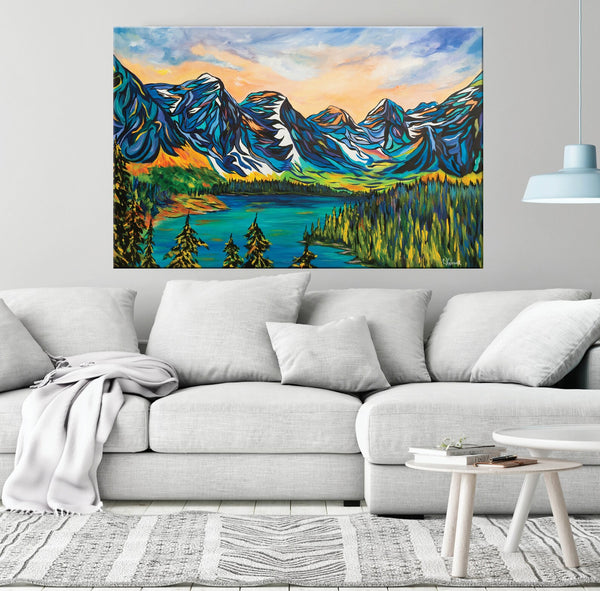 Spectacular Moraine Lake and the Valley of the Ten Peaks | High-Quality Canvas Prints on Un-stretched Canvas Roll with 2" white border