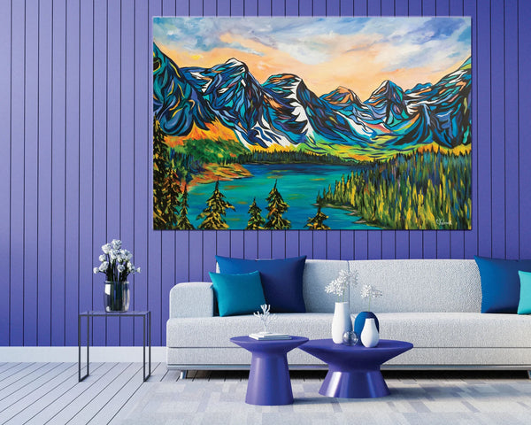 Spectacular Moraine Lake and the Valley of the Ten Peaks | High-Quality Canvas Prints on Un-stretched Canvas Roll with 2" white border