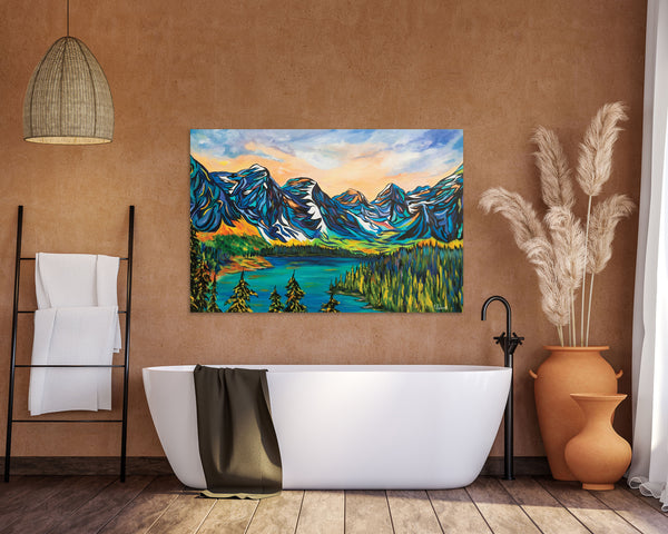 Spectacular Moraine Lake and the Valley of the Ten Peaks | High-Quality Canvas Prints on Un-stretched Canvas Roll with 2" white border