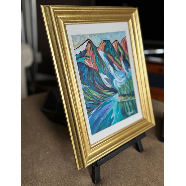"Uniquely Moraine" Original acrylic painting in a gorgeous 11" x 14" antique gold and matted frame