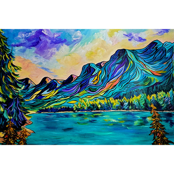 Canmore Peaks Original Painting 36" x 24" Gallery Wrap Canvas