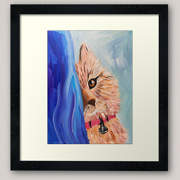 "Here Kitty Kitty — Where is My Kitty" | Original Cat Painting 9" x 12"