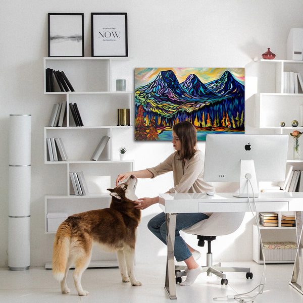 Magnificent Three Sisters Mountains Original Painting 24" x 36" Gallery Wrap Canvas