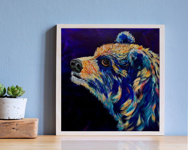 Off the Grid Original bear painting on 12" x 12" gallery wrap canvas