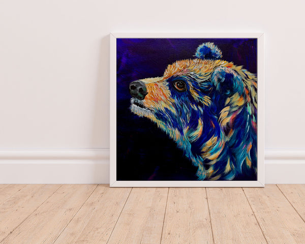 Off the Grid Original bear painting on 12" x 12" gallery wrap canvas