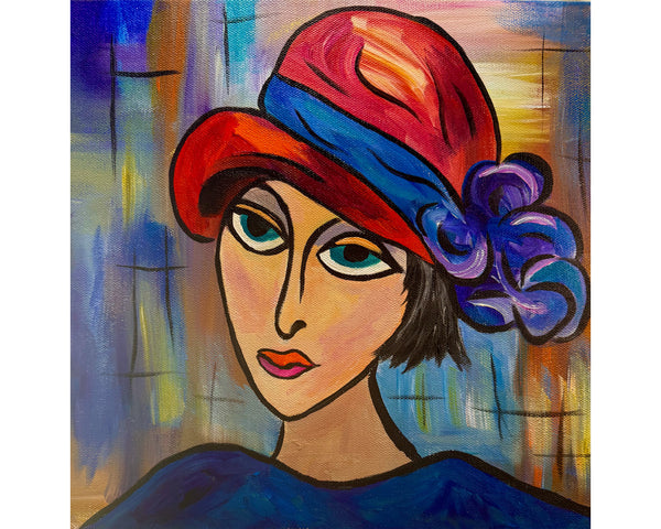 Pop Art Penelope Original Painting on 12" x 12" gallery wrap canvas