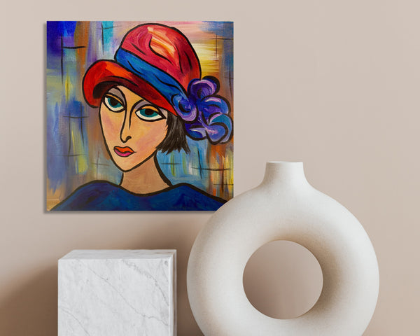 Pop Art Penelope Original Painting on 12" x 12" gallery wrap canvas