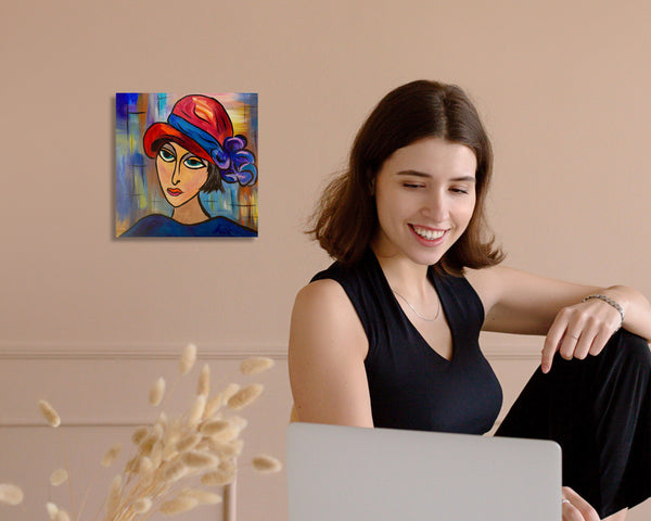 Pop Art Penelope Original Painting on 12" x 12" gallery wrap canvas