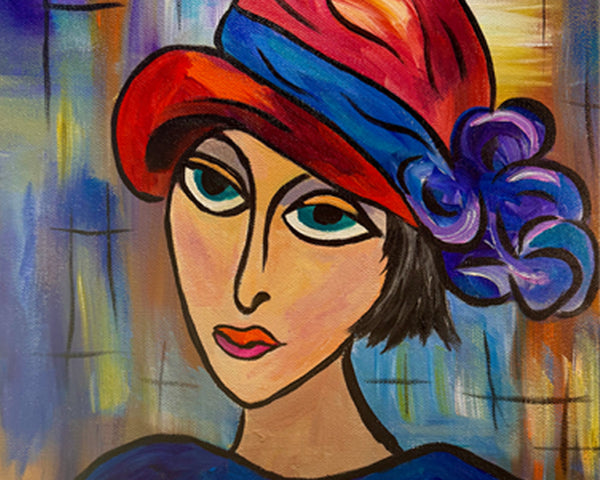 Pop Art Penelope Original Painting on 12" x 12" gallery wrap canvas